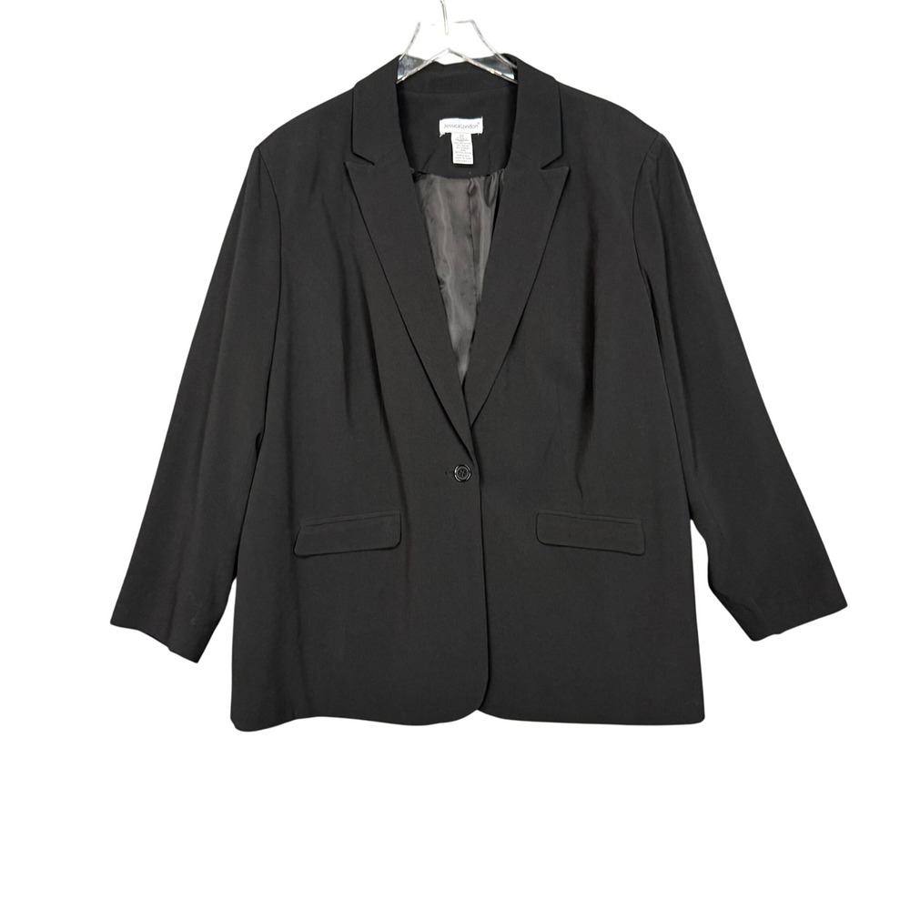 Jessica London Blazer Womens 22 Black Career‎ Business Office Jacket Lined Plus